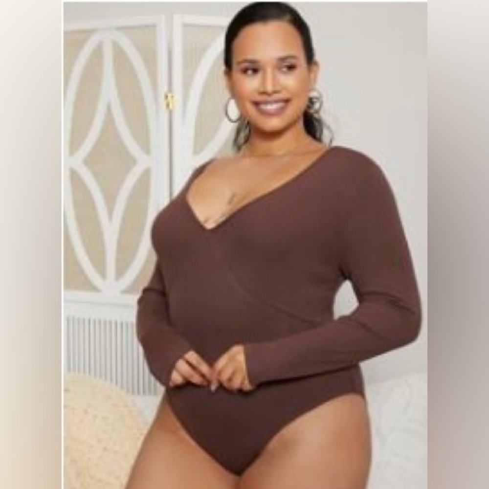 Brown ribbed bodysuit